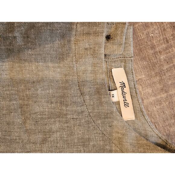 Madewell button back linen tank apron pinafore dress sage green plus 1x xl - Picture 5 of 8